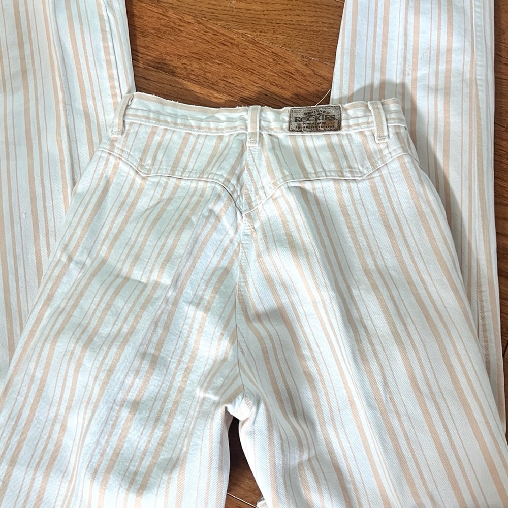 (SOLD) 90s Rockies,Western Striped Denim Jeans Peach/Cream CRodeo, SIZE 26 - Picture 5 of 11